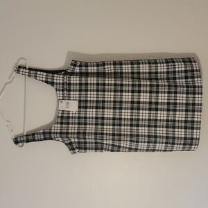 Mango Plaid Pinafore Dress
